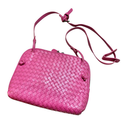 BOTTEGA VENETA Shoulder Bag Purse Intrecciato Leather Pink Authentic