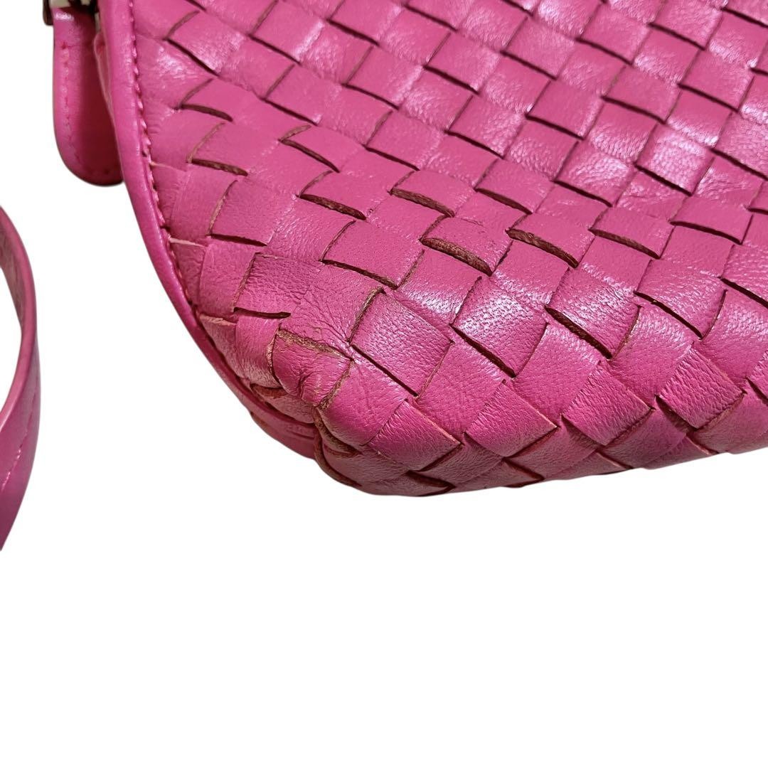 BOTTEGA VENETA Shoulder Bag Purse Intrecciato Leather Pink Authentic