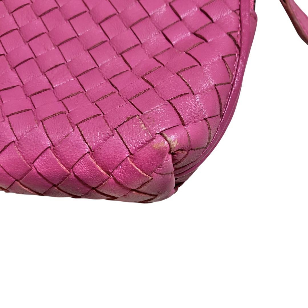 BOTTEGA VENETA Shoulder Bag Purse Intrecciato Leather Pink Authentic