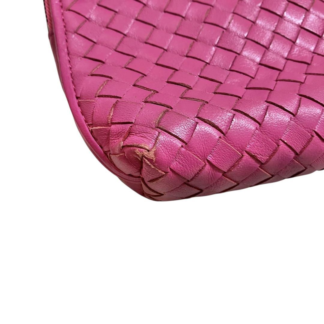 BOTTEGA VENETA Shoulder Bag Purse Intrecciato Leather Pink Authentic