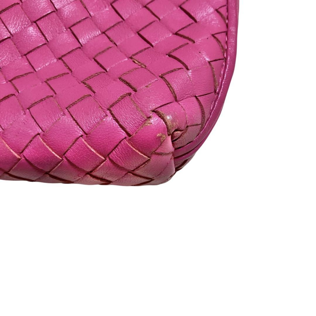 BOTTEGA VENETA Shoulder Bag Purse Intrecciato Leather Pink Authentic
