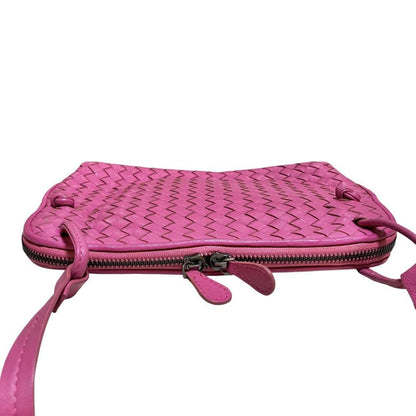 BOTTEGA VENETA Shoulder Bag Purse Intrecciato Leather Pink Authentic
