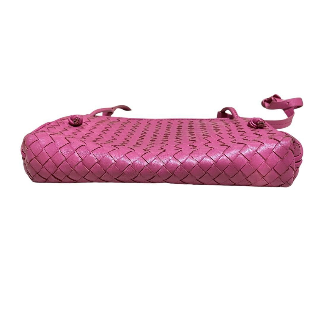 BOTTEGA VENETA Shoulder Bag Purse Intrecciato Leather Pink Authentic