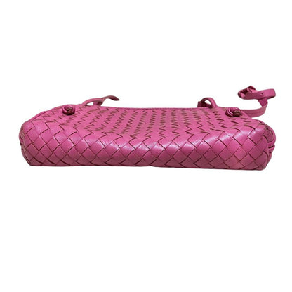 BOTTEGA VENETA Shoulder Bag Purse Intrecciato Leather Pink Authentic
