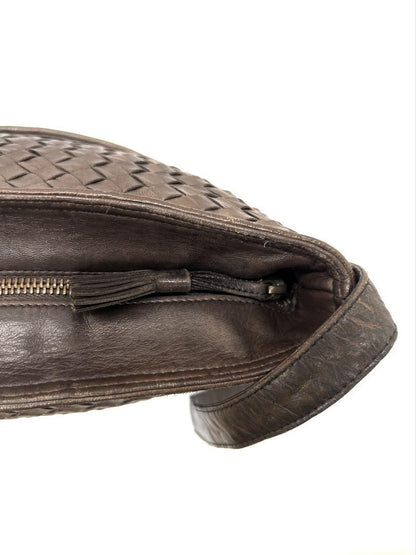BOTTEGA VENETA Shoulder Bag Purse Intrecciato Leather Brown Authentic