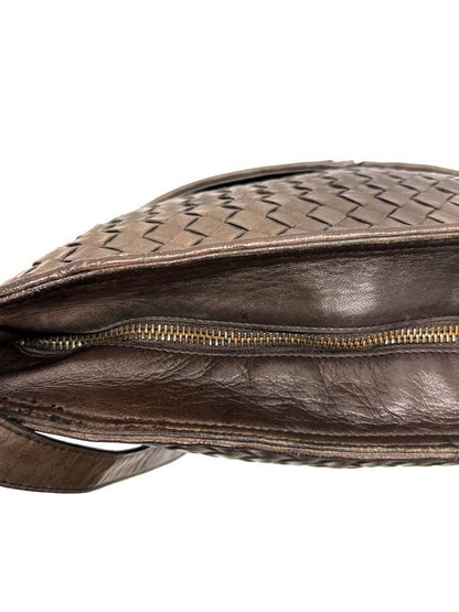 BOTTEGA VENETA Shoulder Bag Purse Intrecciato Leather Brown Authentic