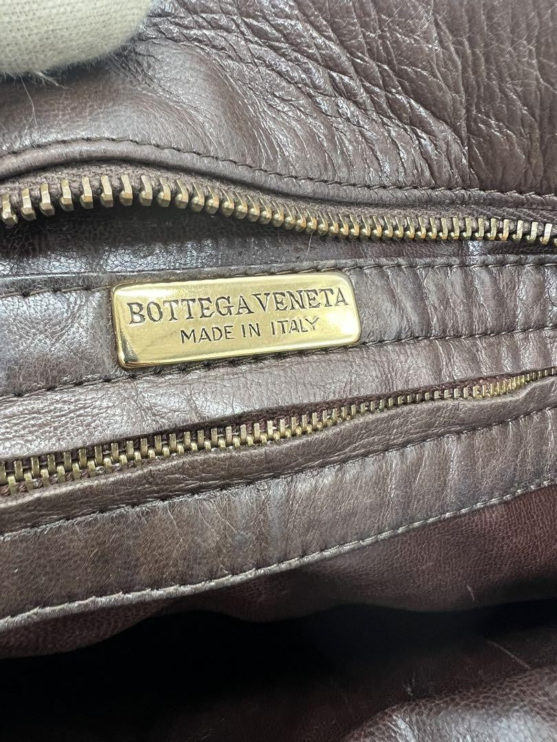 BOTTEGA VENETA Shoulder Bag Purse Intrecciato Leather Brown Authentic