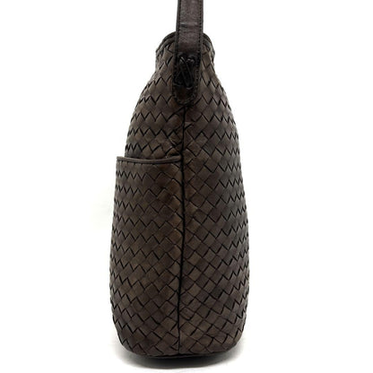 BOTTEGA VENETA Shoulder Bag Purse Intrecciato Leather Brown Authentic