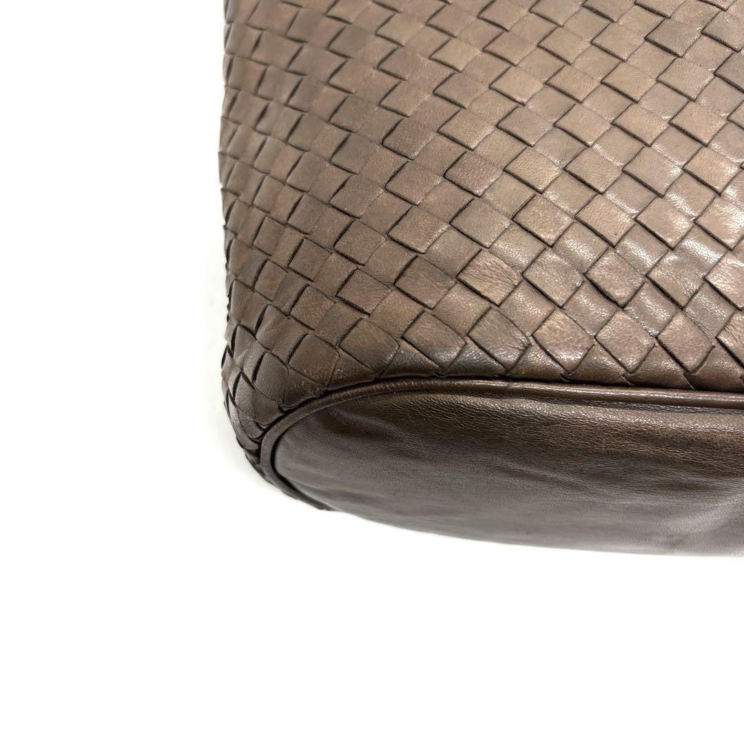 BOTTEGA VENETA Shoulder Bag Purse Intrecciato Leather Brown Authentic