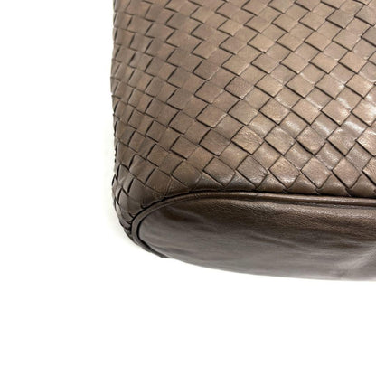 BOTTEGA VENETA Shoulder Bag Purse Intrecciato Leather Brown Authentic