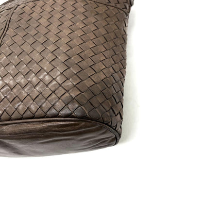 BOTTEGA VENETA Shoulder Bag Purse Intrecciato Leather Brown Authentic