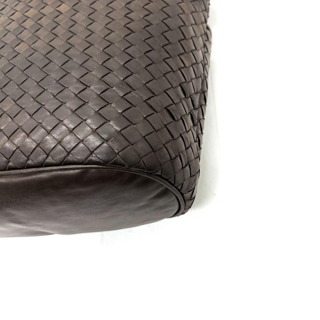 BOTTEGA VENETA Shoulder Bag Purse Intrecciato Leather Brown Authentic