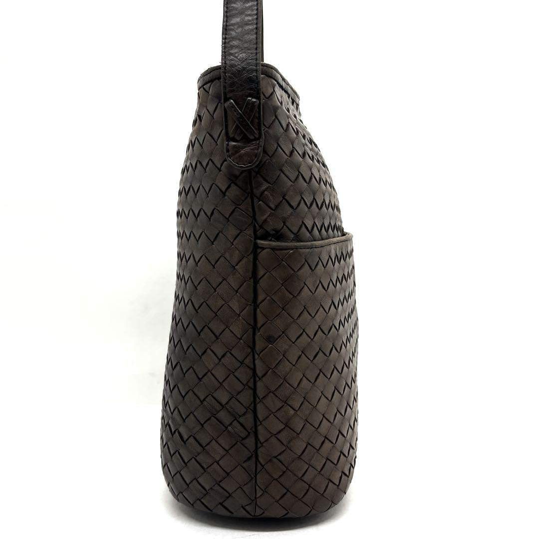 BOTTEGA VENETA Shoulder Bag Purse Intrecciato Leather Brown Authentic
