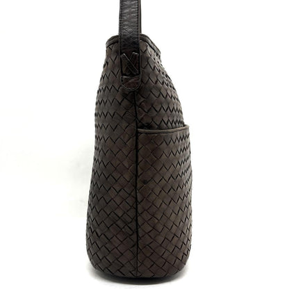 BOTTEGA VENETA Shoulder Bag Purse Intrecciato Leather Brown Authentic