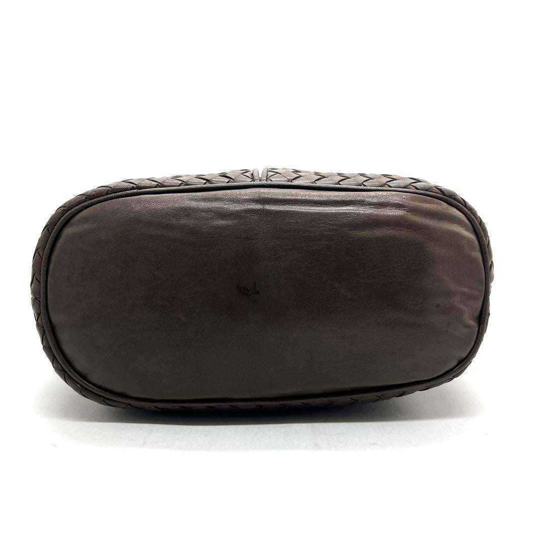BOTTEGA VENETA Shoulder Bag Purse Intrecciato Leather Brown Authentic