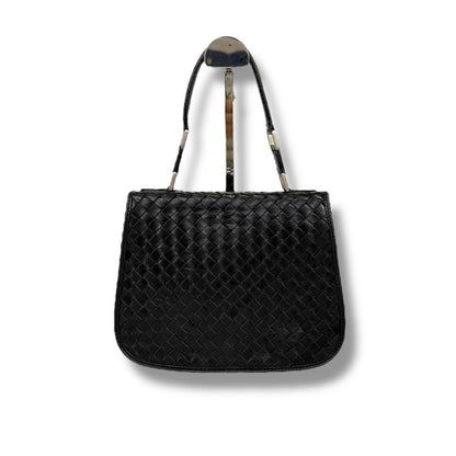 BOTTEGA VENETA Hand Shoulder Bag Tote Purse Intrecciato Leather Black Authentic