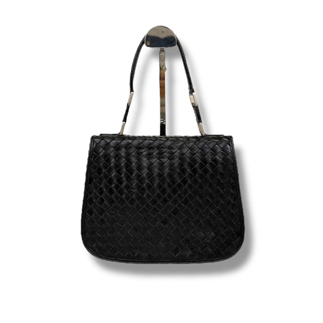 BOTTEGA VENETA Hand Shoulder Bag Tote Purse Intrecciato Leather Black Authentic
