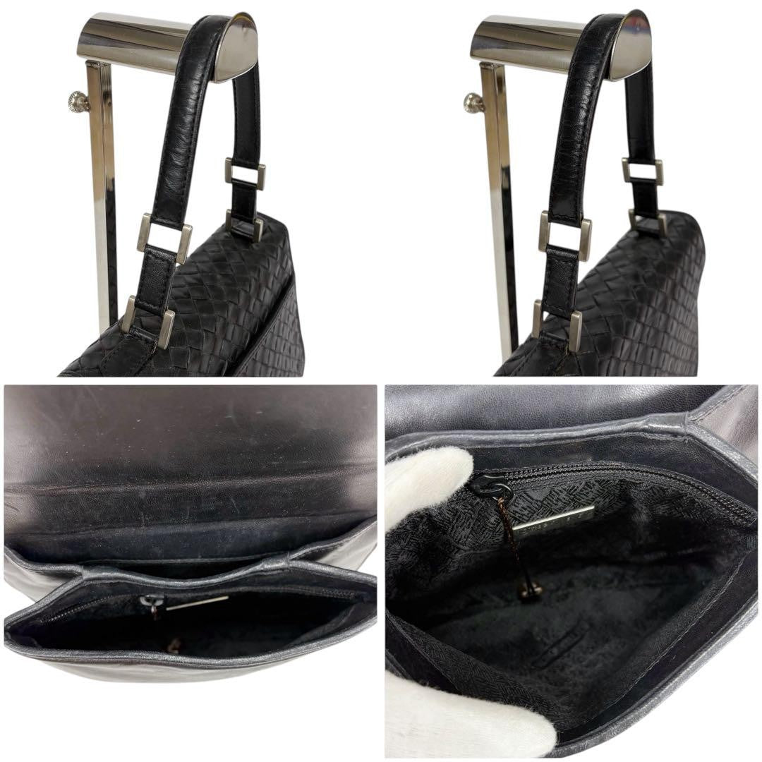 BOTTEGA VENETA Hand Shoulder Bag Tote Purse Intrecciato Leather Black Authentic