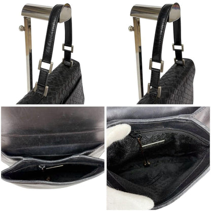 BOTTEGA VENETA Hand Shoulder Bag Tote Purse Intrecciato Leather Black Authentic