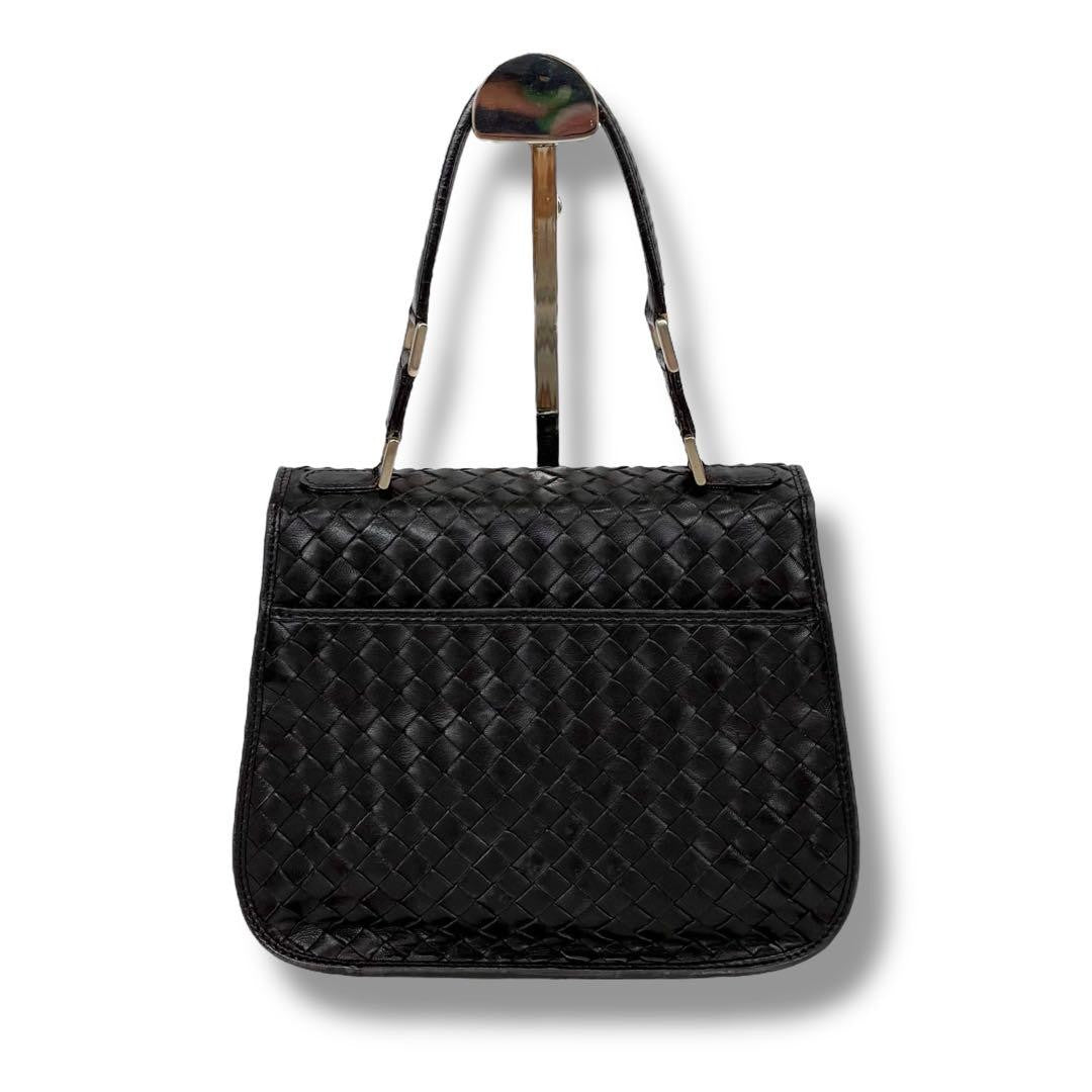 BOTTEGA VENETA Hand Shoulder Bag Tote Purse Intrecciato Leather Black Authentic