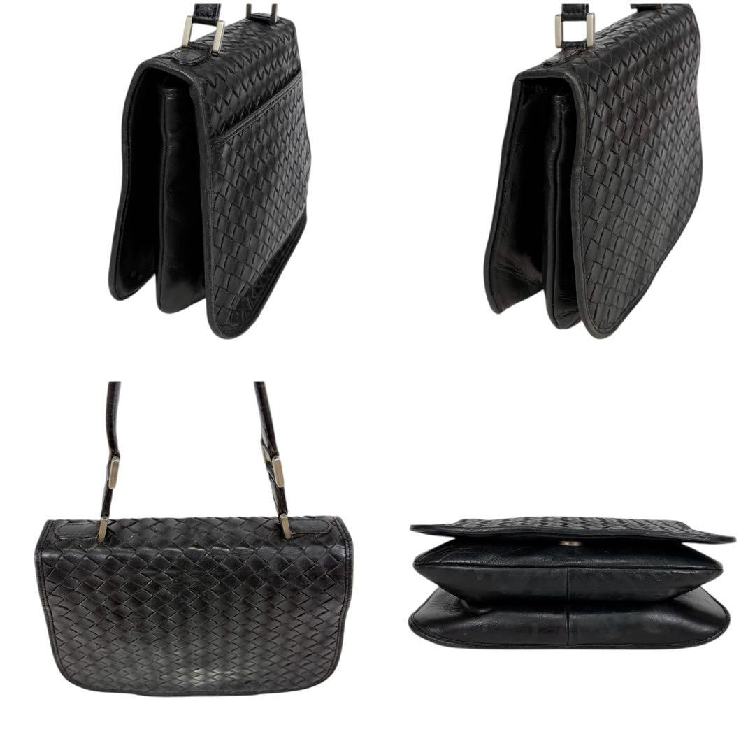 BOTTEGA VENETA Hand Shoulder Bag Tote Purse Intrecciato Leather Black Authentic