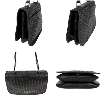 BOTTEGA VENETA Hand Shoulder Bag Tote Purse Intrecciato Leather Black Authentic