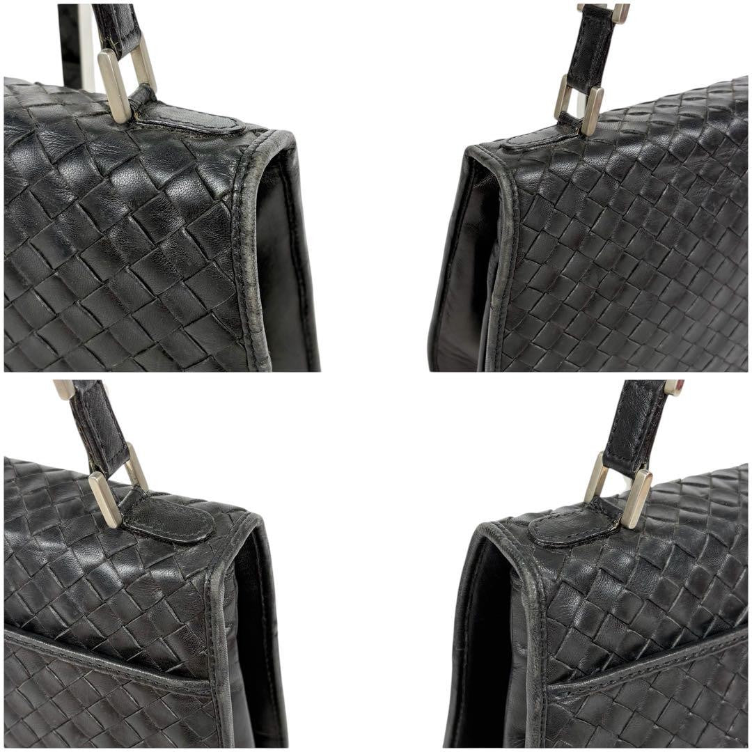 BOTTEGA VENETA Hand Shoulder Bag Tote Purse Intrecciato Leather Black Authentic