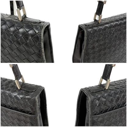 BOTTEGA VENETA Hand Shoulder Bag Tote Purse Intrecciato Leather Black Authentic