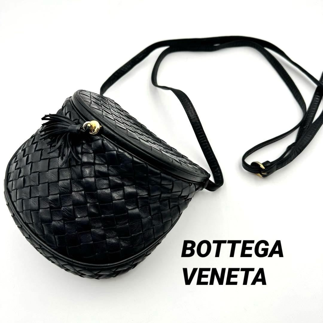BOTTEGA VENETA Shoulder Bag Purse Intrecciato Leather Black Authentic