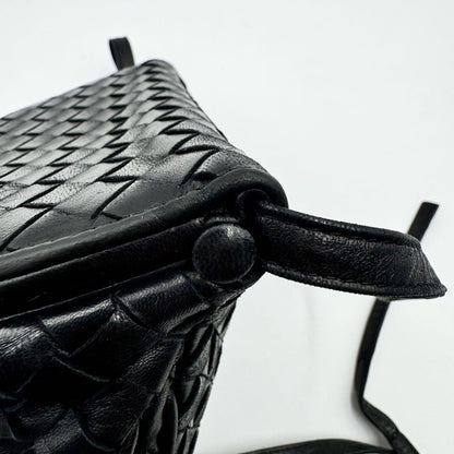 BOTTEGA VENETA Shoulder Bag Purse Intrecciato Leather Black Authentic