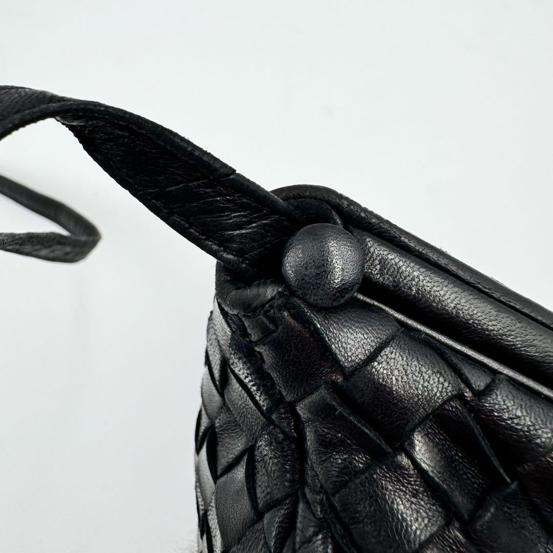 BOTTEGA VENETA Shoulder Bag Purse Intrecciato Leather Black Authentic