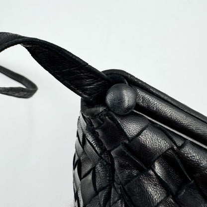 BOTTEGA VENETA Shoulder Bag Purse Intrecciato Leather Black Authentic