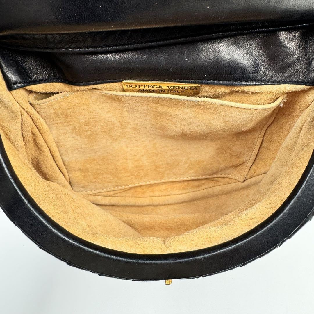 BOTTEGA VENETA Shoulder Bag Purse Intrecciato Leather Black Authentic