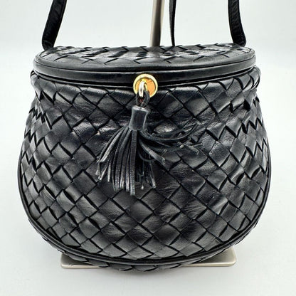 BOTTEGA VENETA Shoulder Bag Purse Intrecciato Leather Black Authentic