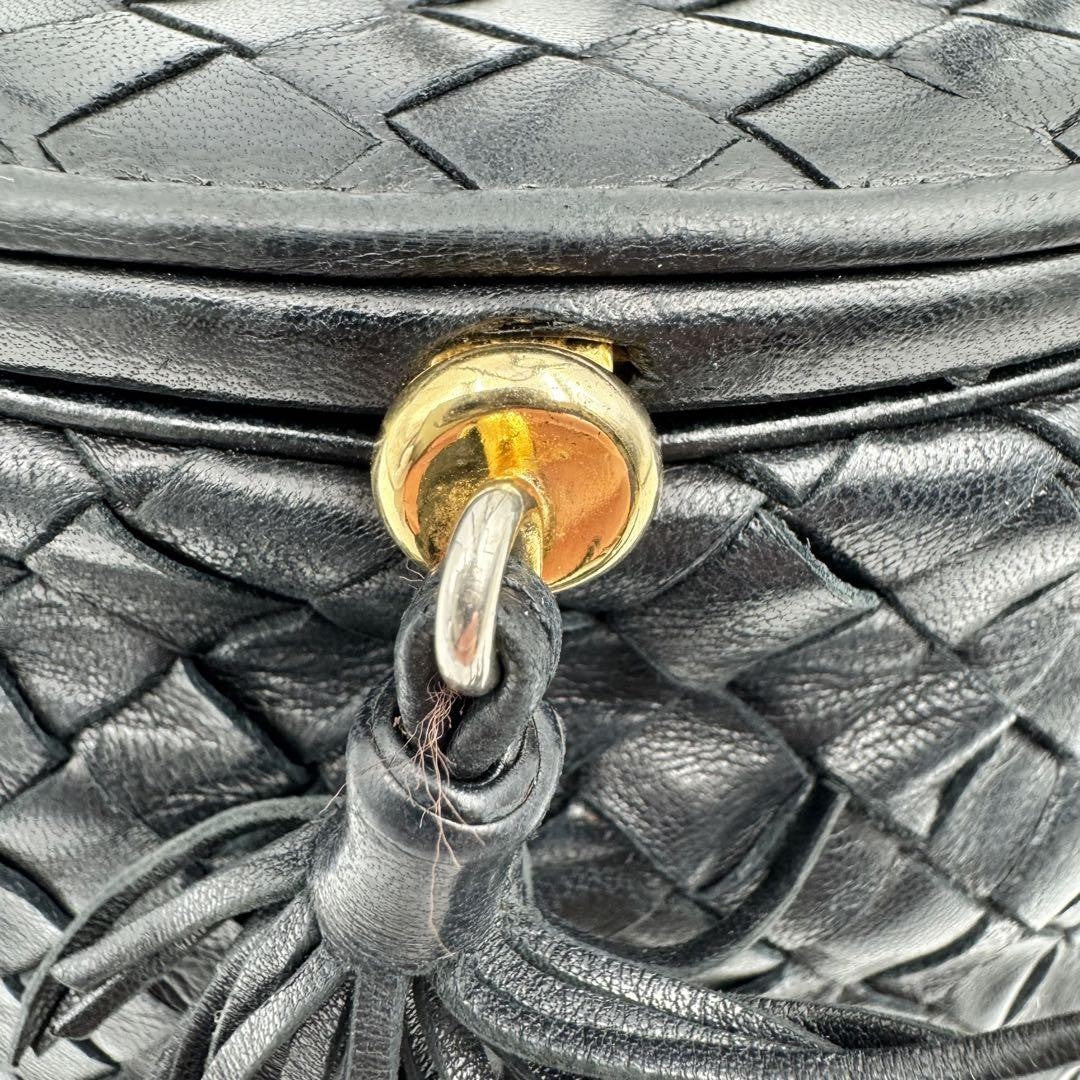 BOTTEGA VENETA Shoulder Bag Purse Intrecciato Leather Black Authentic