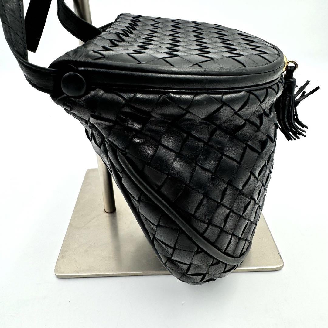 BOTTEGA VENETA Shoulder Bag Purse Intrecciato Leather Black Authentic