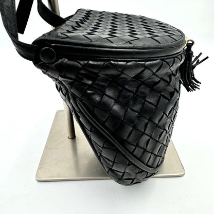 BOTTEGA VENETA Shoulder Bag Purse Intrecciato Leather Black Authentic