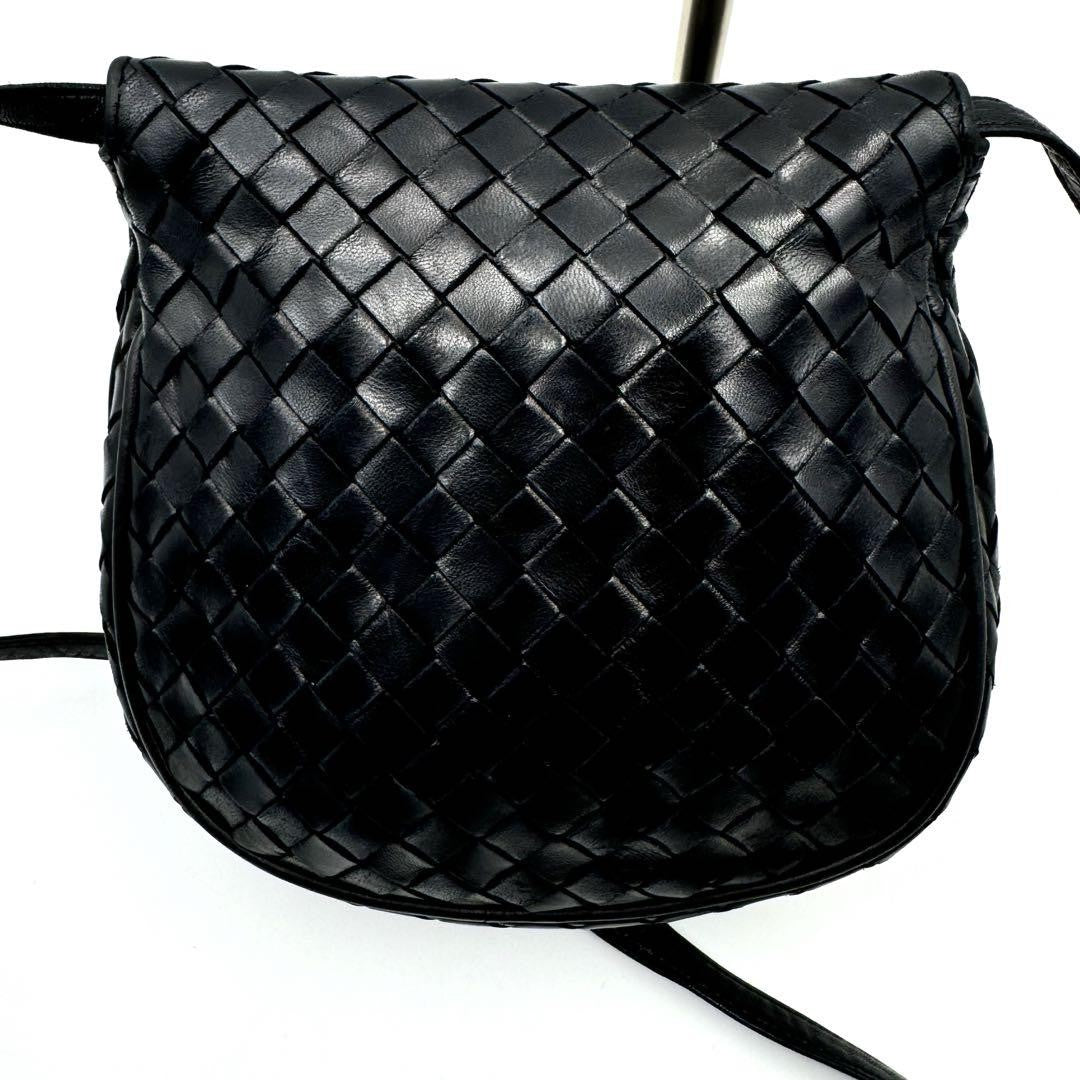 BOTTEGA VENETA Shoulder Bag Purse Intrecciato Leather Black Authentic