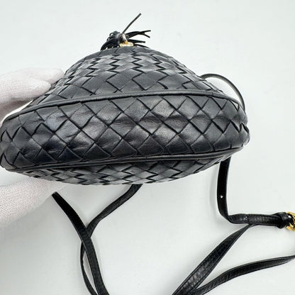 BOTTEGA VENETA Shoulder Bag Purse Intrecciato Leather Black Authentic