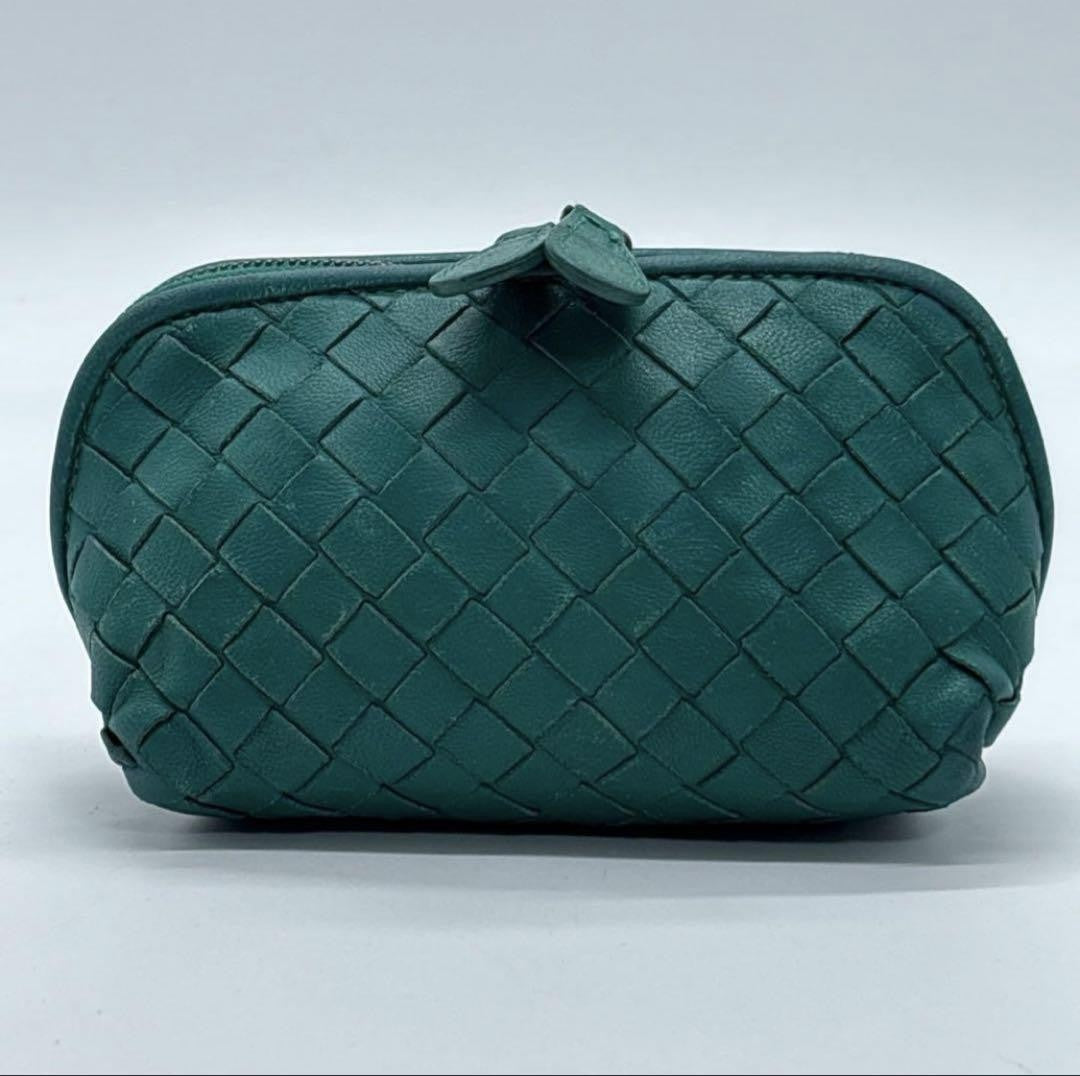 BOTTEGA VENETA Accessory Pouch Hand Pouch Intrecciato Leather Green Authentic