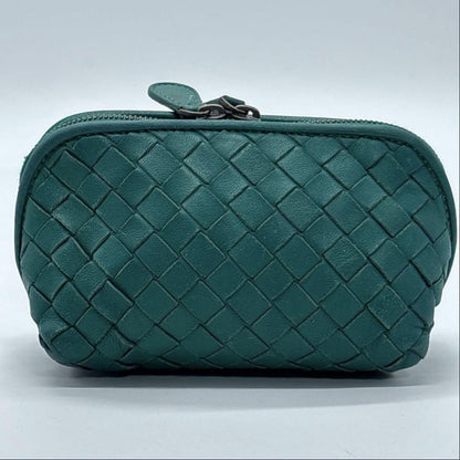 BOTTEGA VENETA Accessory Pouch Hand Pouch Intrecciato Leather Green Authentic