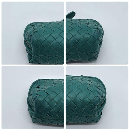 BOTTEGA VENETA Accessory Pouch Hand Pouch Intrecciato Leather Green Authentic