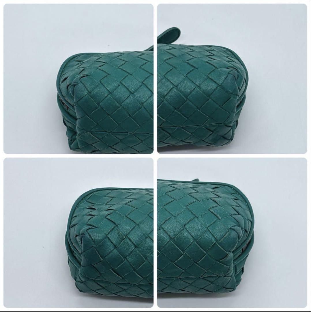 BOTTEGA VENETA Accessory Pouch Hand Pouch Intrecciato Leather Green Authentic