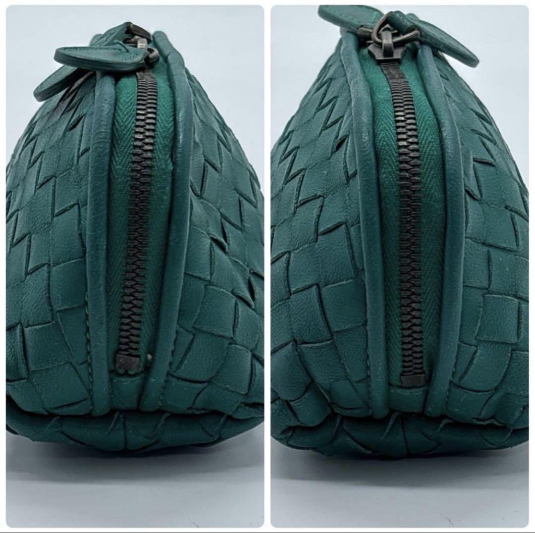 BOTTEGA VENETA Accessory Pouch Hand Pouch Intrecciato Leather Green Authentic