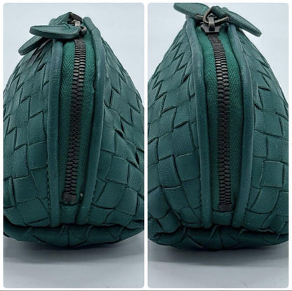 BOTTEGA VENETA Accessory Pouch Hand Pouch Intrecciato Leather Green Authentic