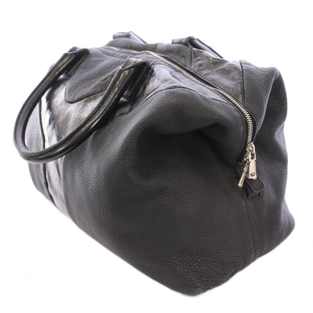 Saint Laurent Hand Bag Tote Purse Boston Y Line Leather Black Authentic