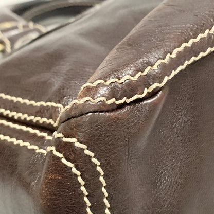 CELINE Boogie Handbag Purse Tote Bag Leather Quilted Brown Gold Used Authentic