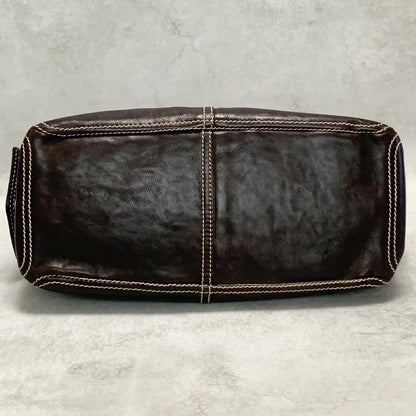 CELINE Boogie Handbag Purse Tote Bag Leather Quilted Brown Gold Used Authentic