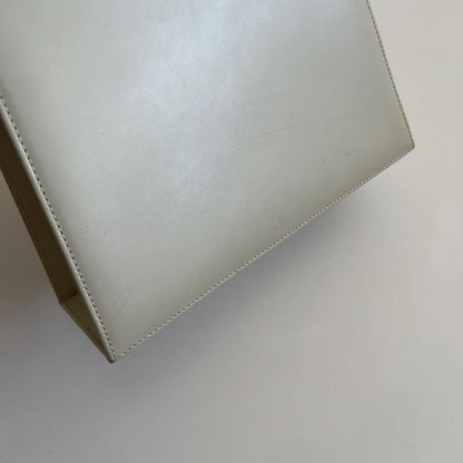 Saint Laurent Hand Bag Tote Purse Logo White Authentic