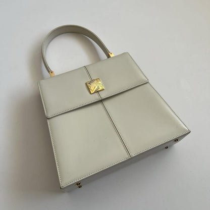 Saint Laurent Hand Bag Tote Purse Logo White Authentic